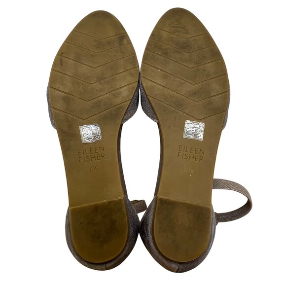 Eileen Fisher Womens Metallic Gray Ankle Strap DOrsay Flats Shoes Size 7.5 - Picture 7 of 8